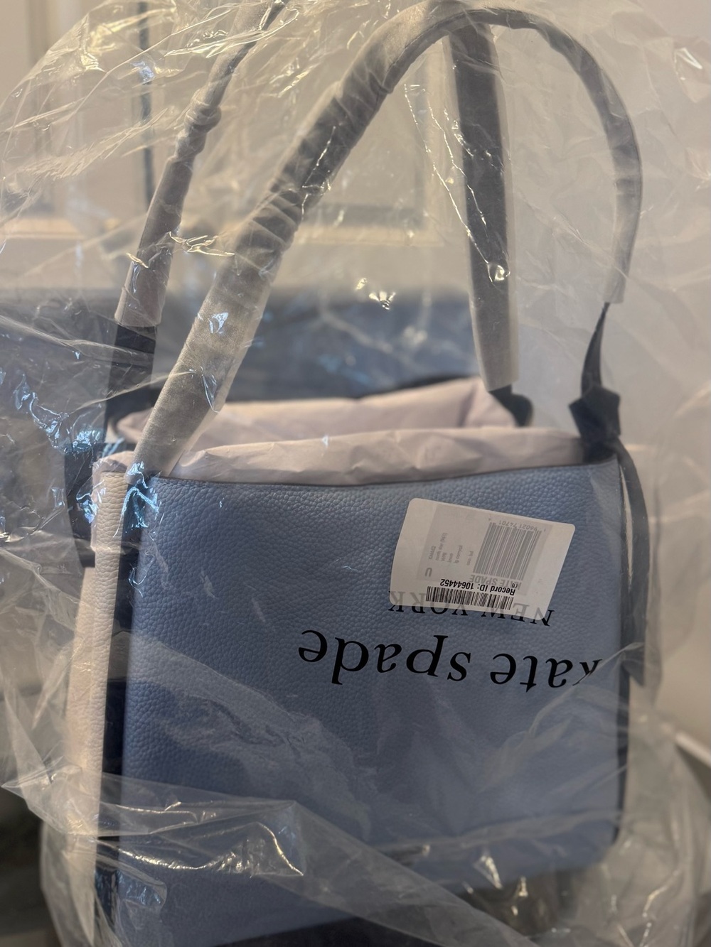 kate spade Blue and White Pebbled Leather Shoulder Bag